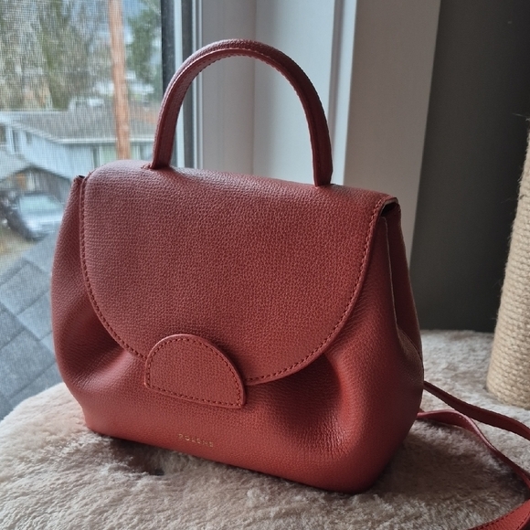 Polene Handbags - Elegant Red Leather Handbag
